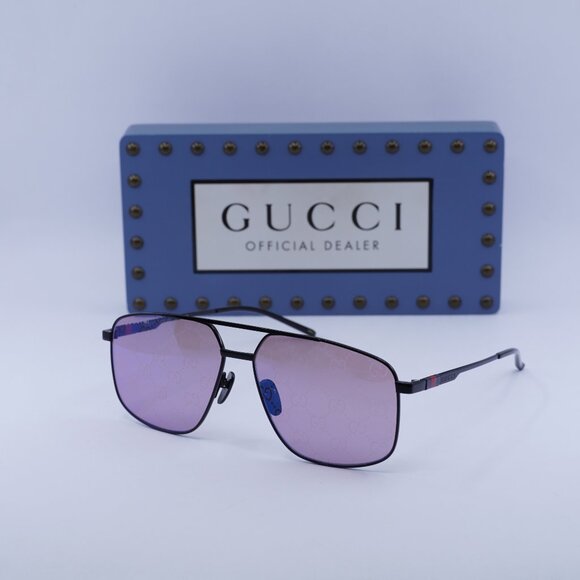 Gucci GG1676S 005 Aviator Sunglasses – Black/Violet - Picture 1 of 10